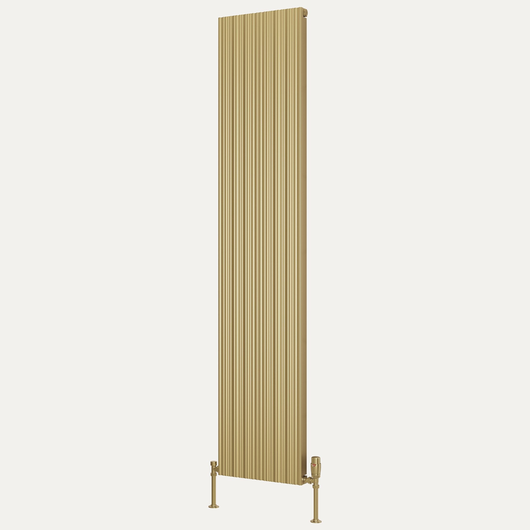 Reina Melvin vertical aluminium radiator 1800mm x 360mm Brass