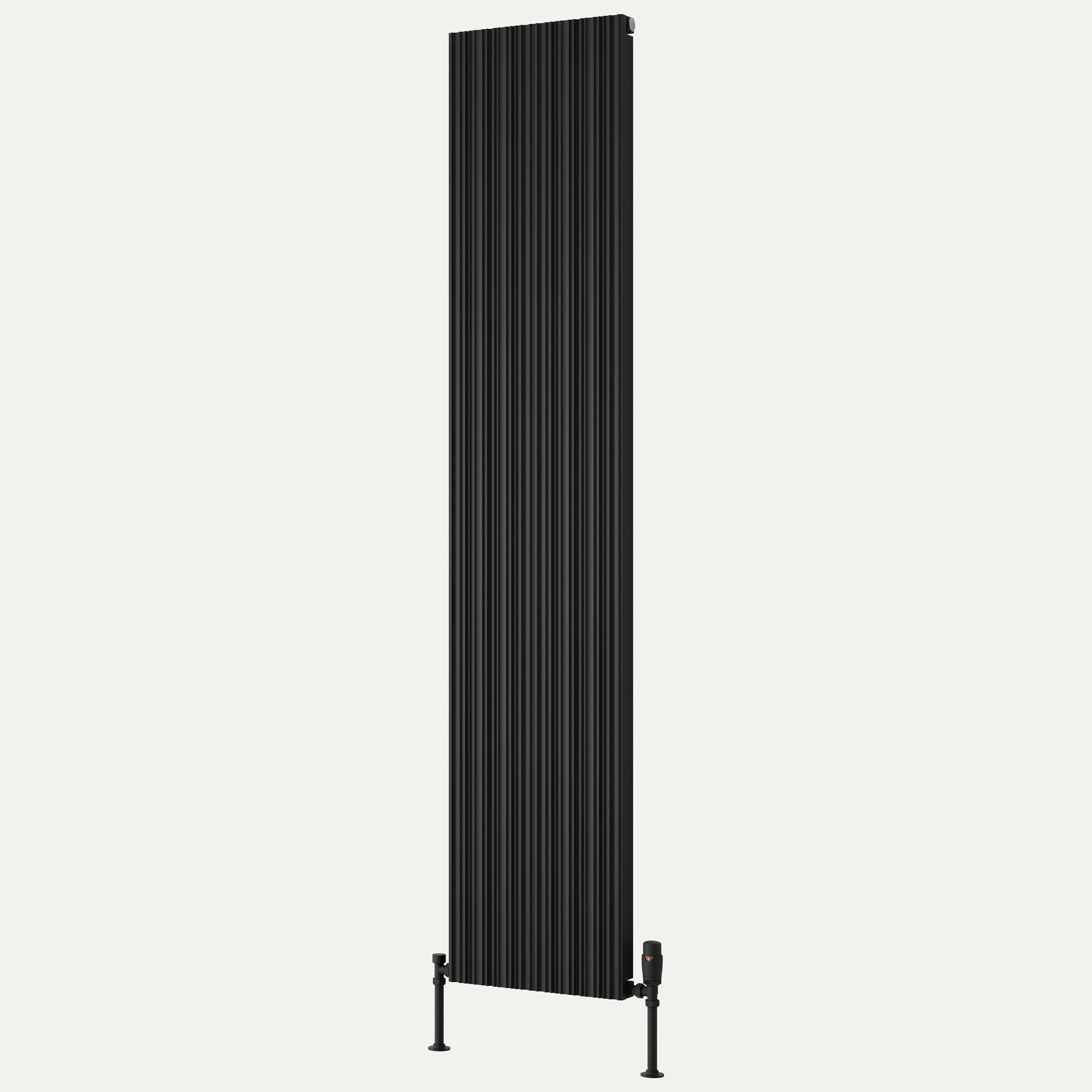 Reina Melvin vertical aluminium radiator 1800mm x 360mm Black