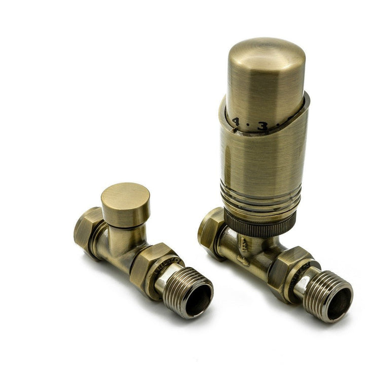 Reina Modal Trv Straight Steel Radiator & Towel Rail Valve Bronze Brushed