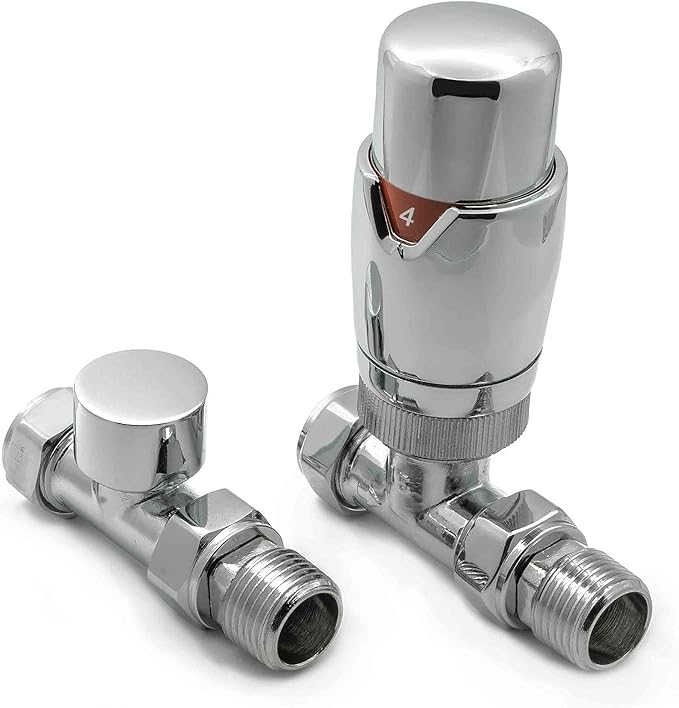 Reina Modal Trv Straight Steel Radiator & Towel Rail Valve Chrome Brushed