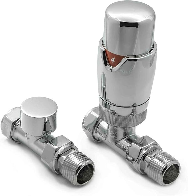 Reina Modal Trv Straight Steel Radiator & Towel Rail Valve Chrome Brushed