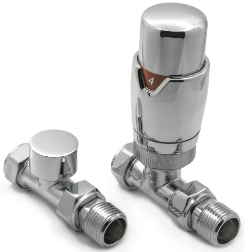 Reina Modal Trv Straight Steel Radiator & Towel Rail Valve Chrome Polished