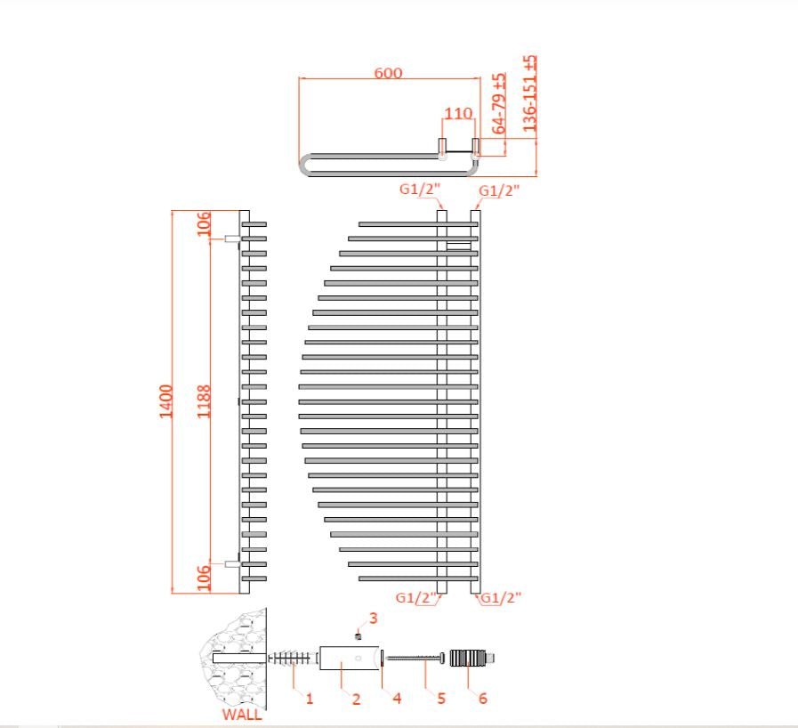 Reina Nola Steel Chrome Designer Heated Towel Rail Radiator
