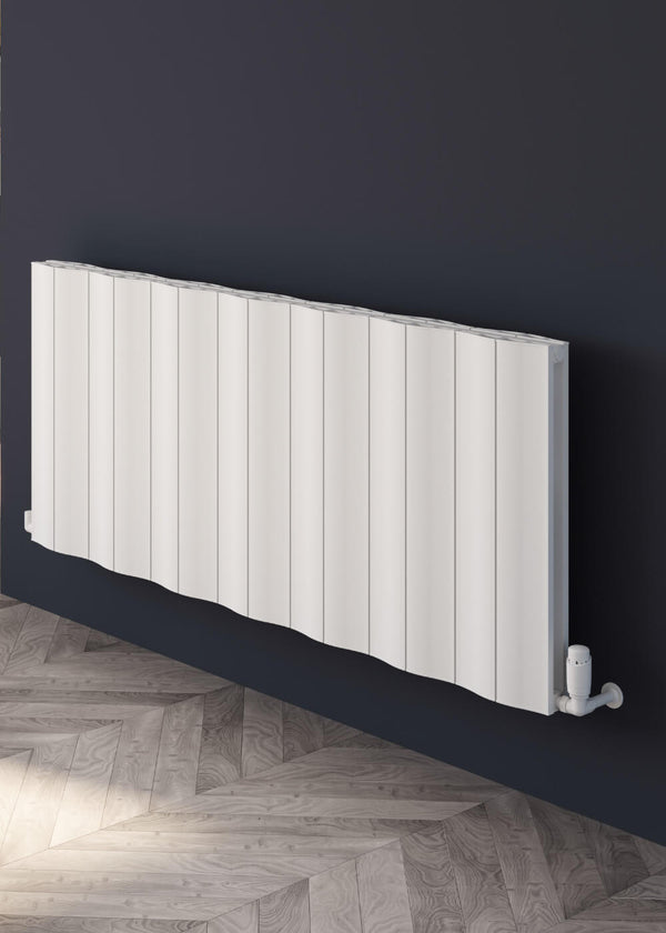 Reina Wave Anthracite Double Panel Aluminium Radiator, 600mm H x 412mm W - Central Heating