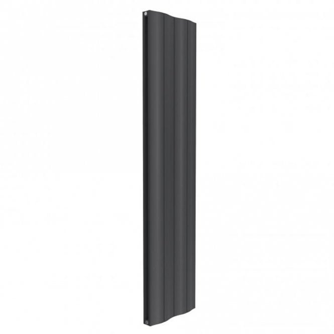 Reina Wave Anthracite Double Panel Vertical Aluminium Radiator, 1800mm H x 412mm W - Central Heating