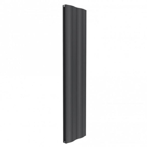 Reina Wave Anthracite Double Panel Vertical Aluminium Radiator, 1800mm H x 412mm W - Central Heating