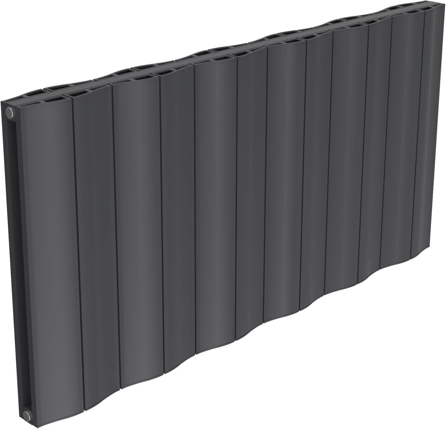 Reina Wave Anthracite Single Panel Aluminium Designer Radiator, 600mm H x 1244mm W - Central Heating