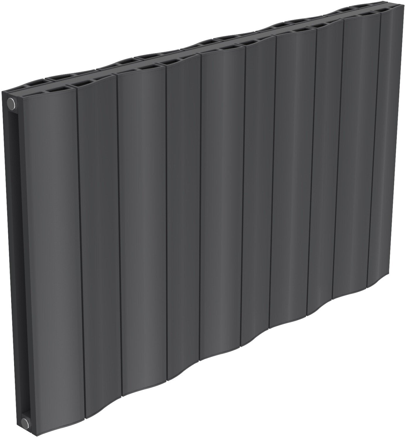 Reina Wave Anthracite Single Panel Aluminium Radiator, 600mm H x 1036mm W - Central Heating