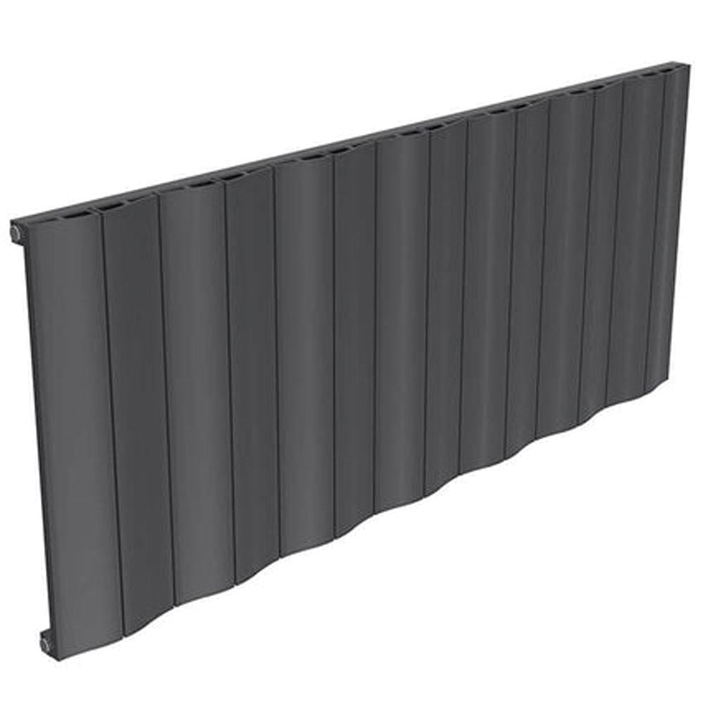 Reina Wave Anthracite Single Panel Aluminium Radiator, 600mm H x 828mm W - Central Heating