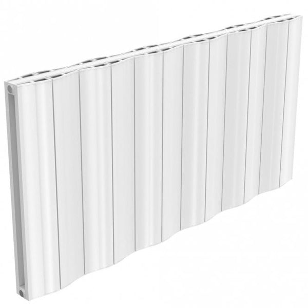 Reina Wave White Double Panel Aluminium Radiator, 600mm H x 1244mm W - Central Heating