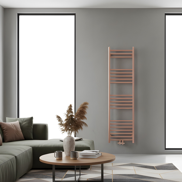 Evie DUEL FUEL Towel Rail (1400X500mm)- BRUSHED ROSE GOLD