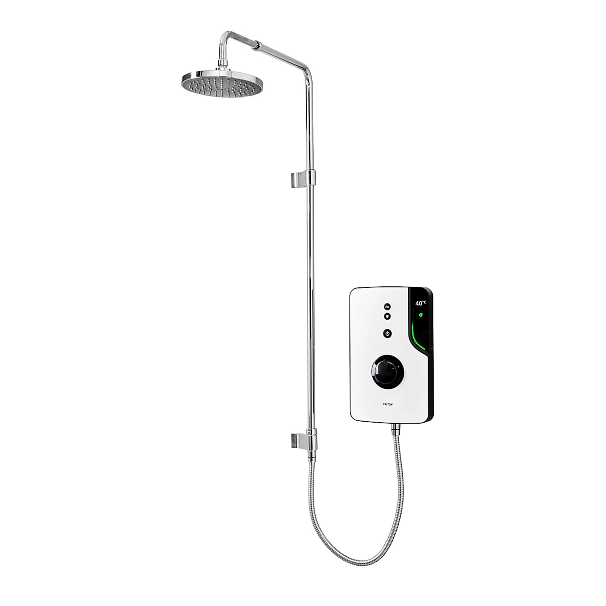 Triton ENlight® - Thermostatic Electric Shower with Chrome UNIQ® Kit - White