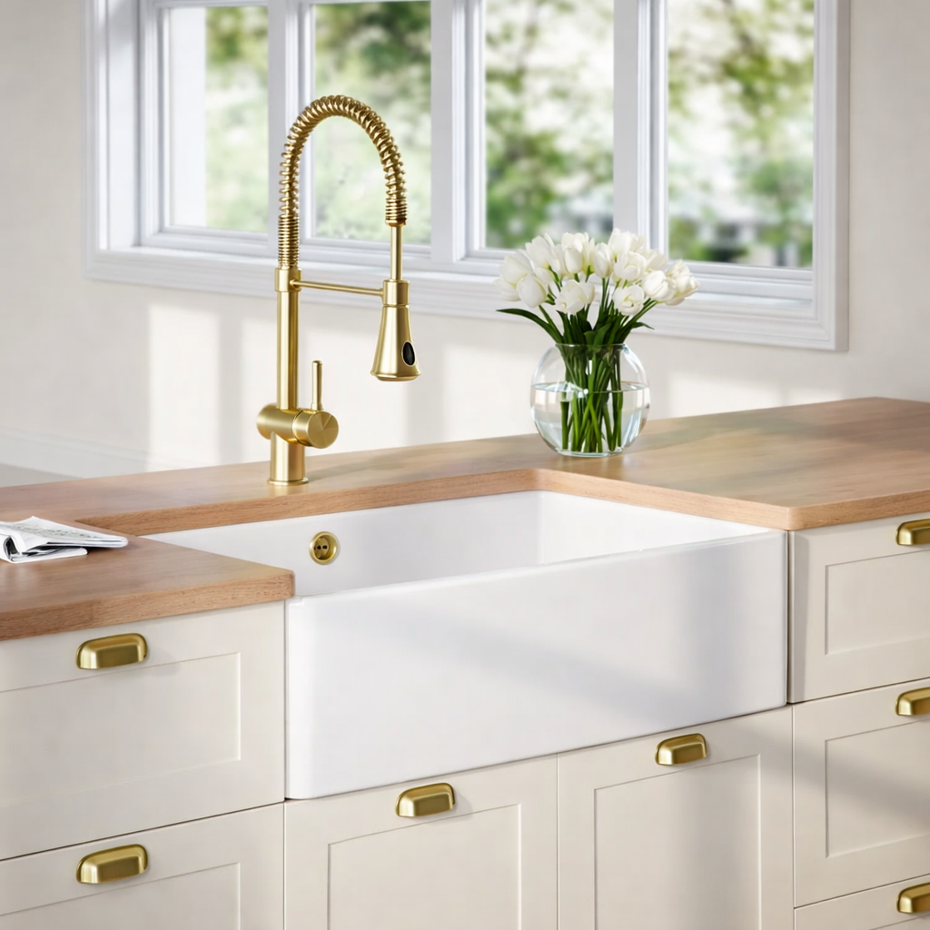 Nuie Butler Sink – Fireclay Single Bowl Kitchen Sink - White