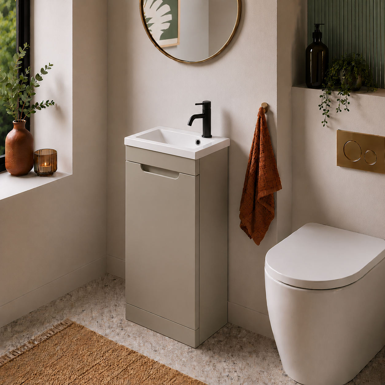 Tailored Bathrooms - Acerra 400mm Cloakroom Vanity & Basin - Soft Coffee