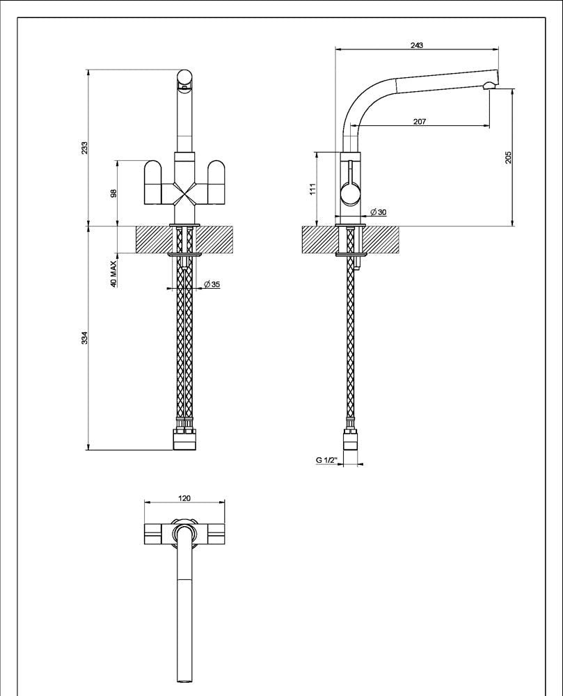 Sterling Miram Mono B/Nickel /Polar Kitchen Tap