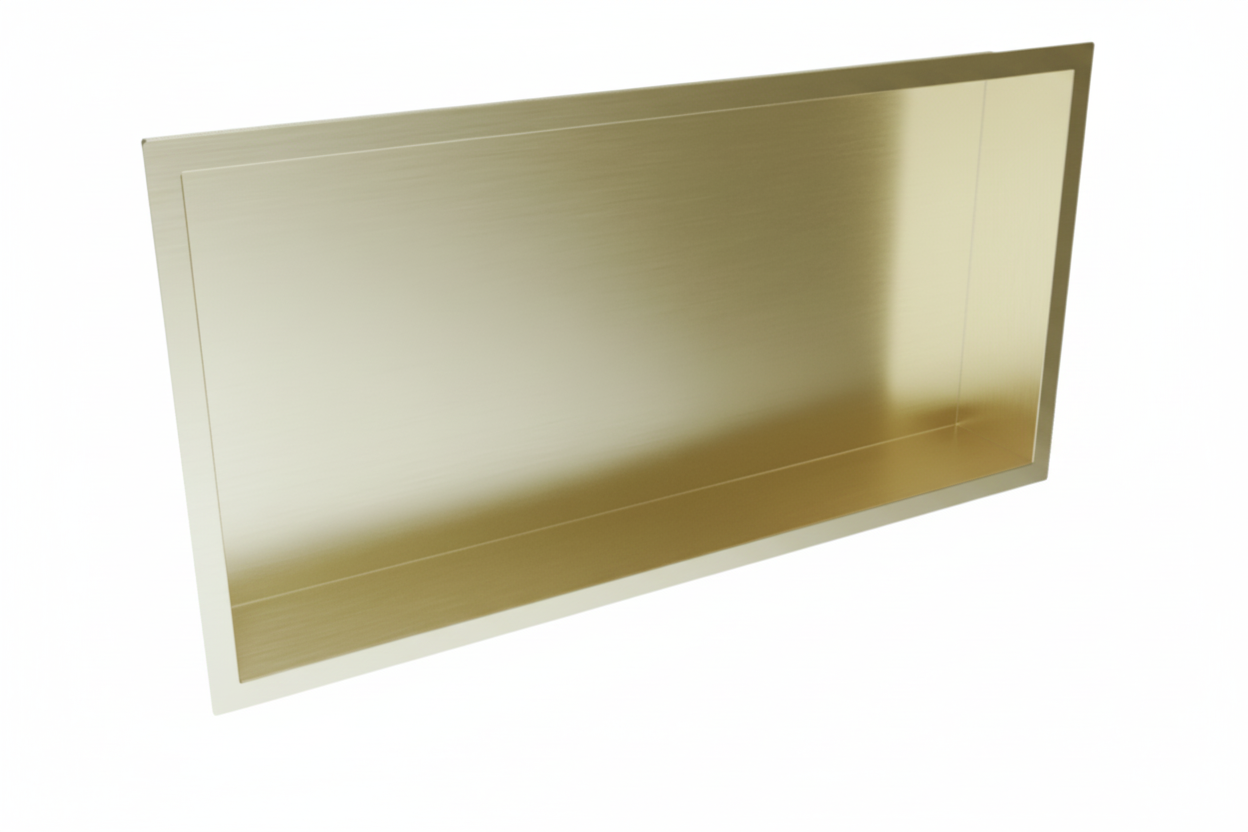 Scudo - Inset Shower Niche - Brushed Brass