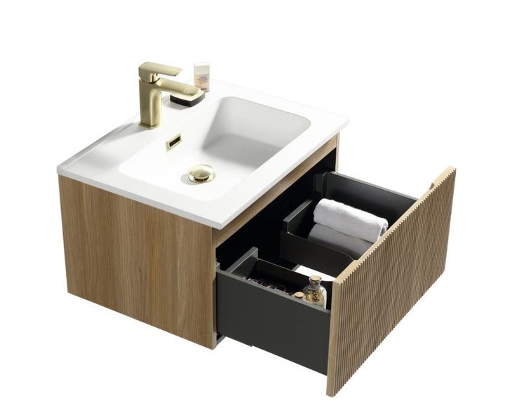 Tailored Bathrooms Flauto Fluted Wall Hung Vanity & Matte Basin 600