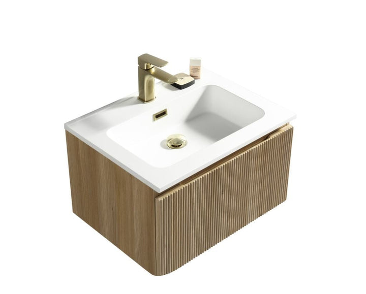 Tailored Bathrooms Flauto Fluted Wall Hung Vanity & Matte Basin 600
