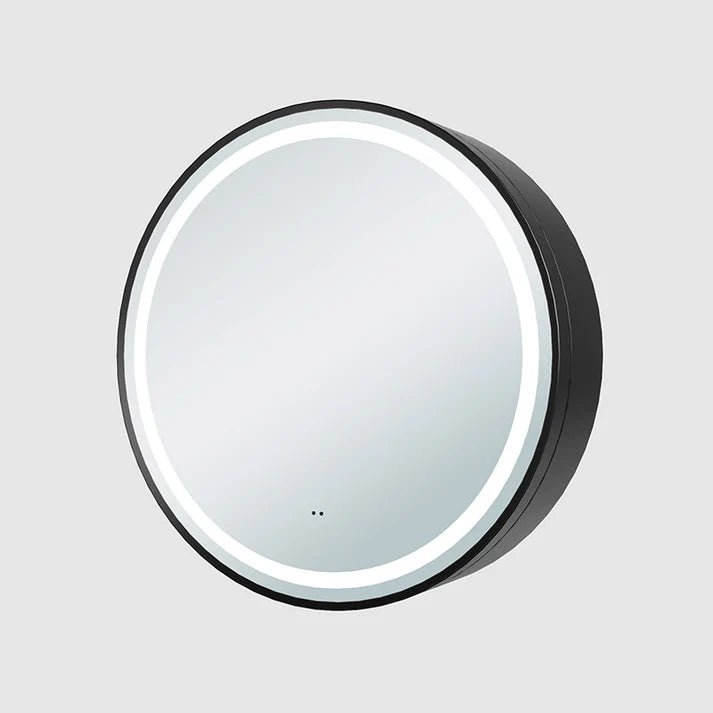 Tailored Bathrooms Monty 600mm LED Mirror Cabinet – Black, Round Edges, Sliding Door, Shaver Socket