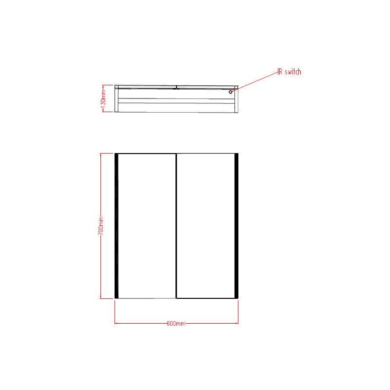 Tailored Beau Double Door Bathroom Mirror Cabinet LED Side Strips 600mm x 700mm