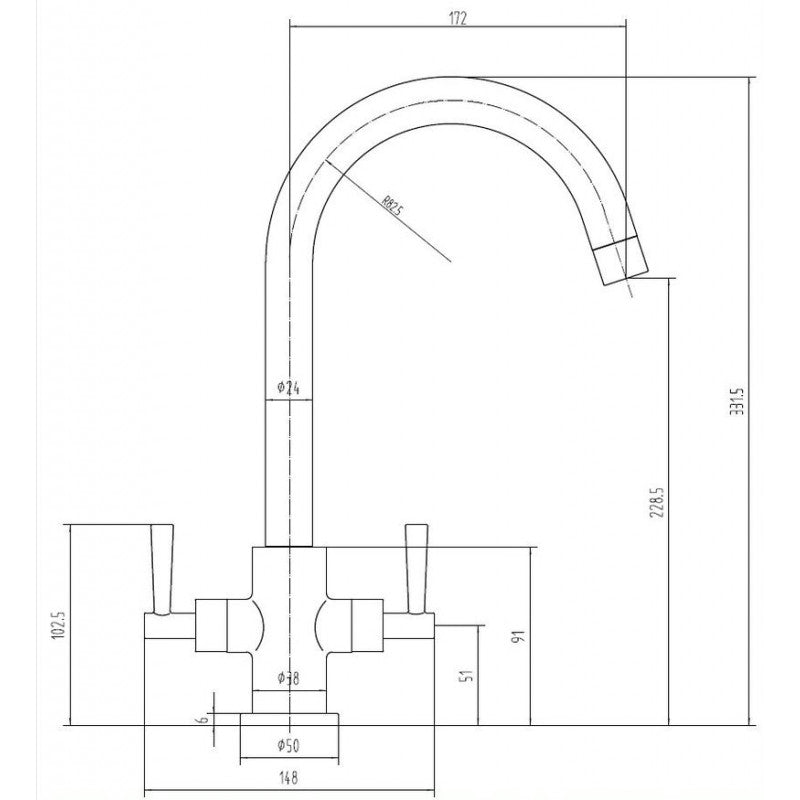 Tailored Monmouth Brushed Dual Kitchen Tap