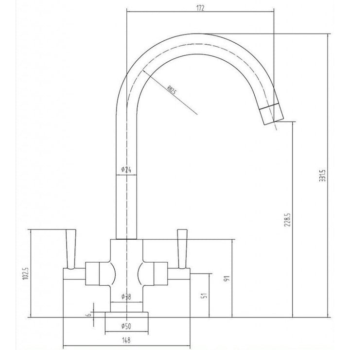 Tailored Monmouth Brushed Dual Kitchen Tap
