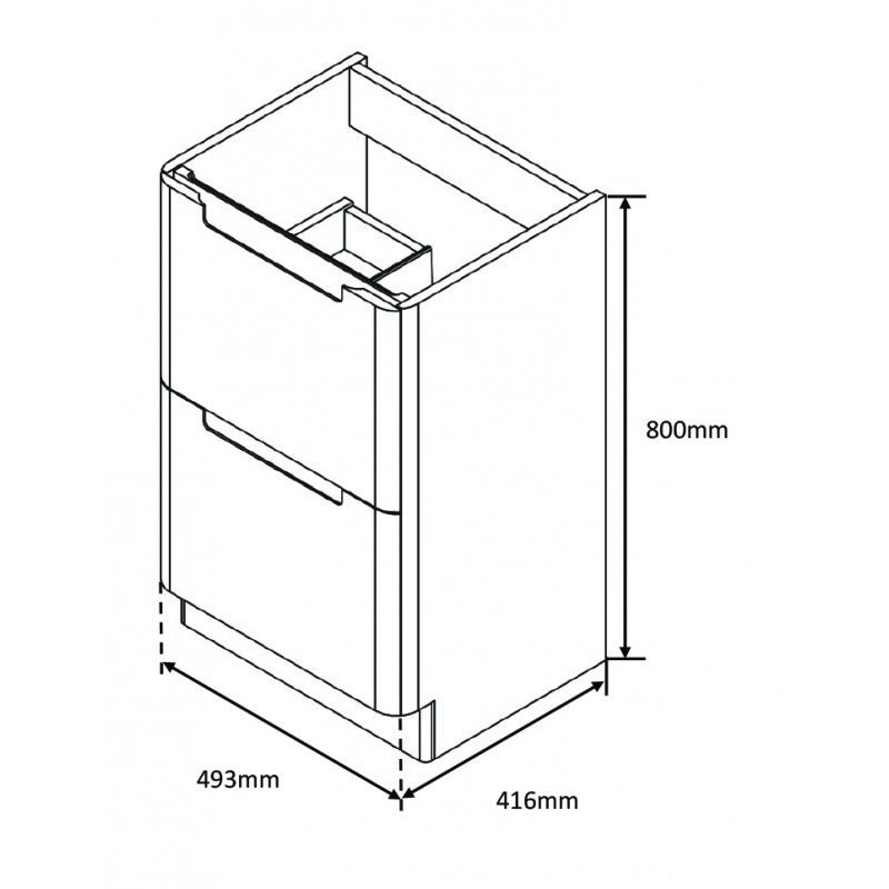 Tailored Monza Gloss White 500mm Floor Standing Vanity Unit & Basin