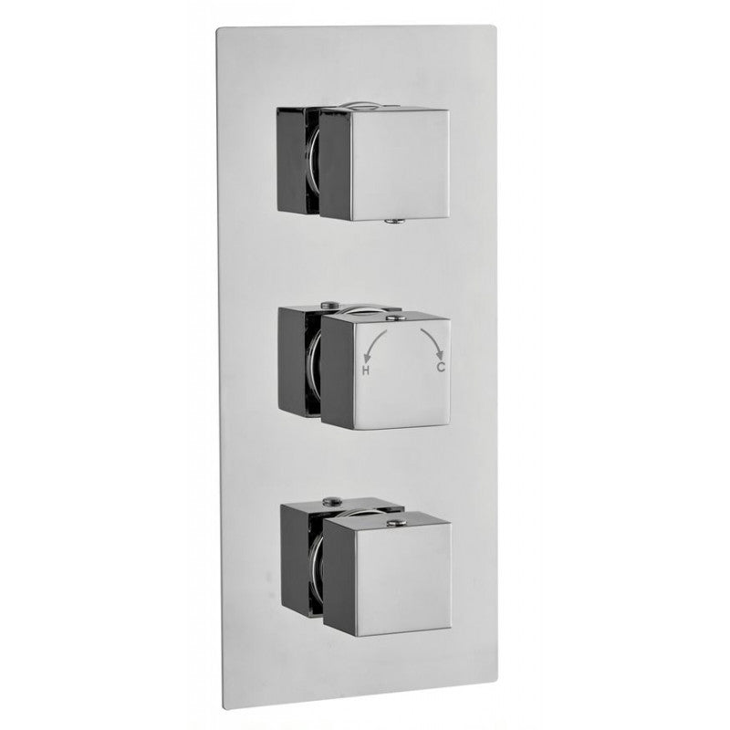 Tailored Square Chrome Concealed Thermostatic 3 Handle 3 Way Shower Valve