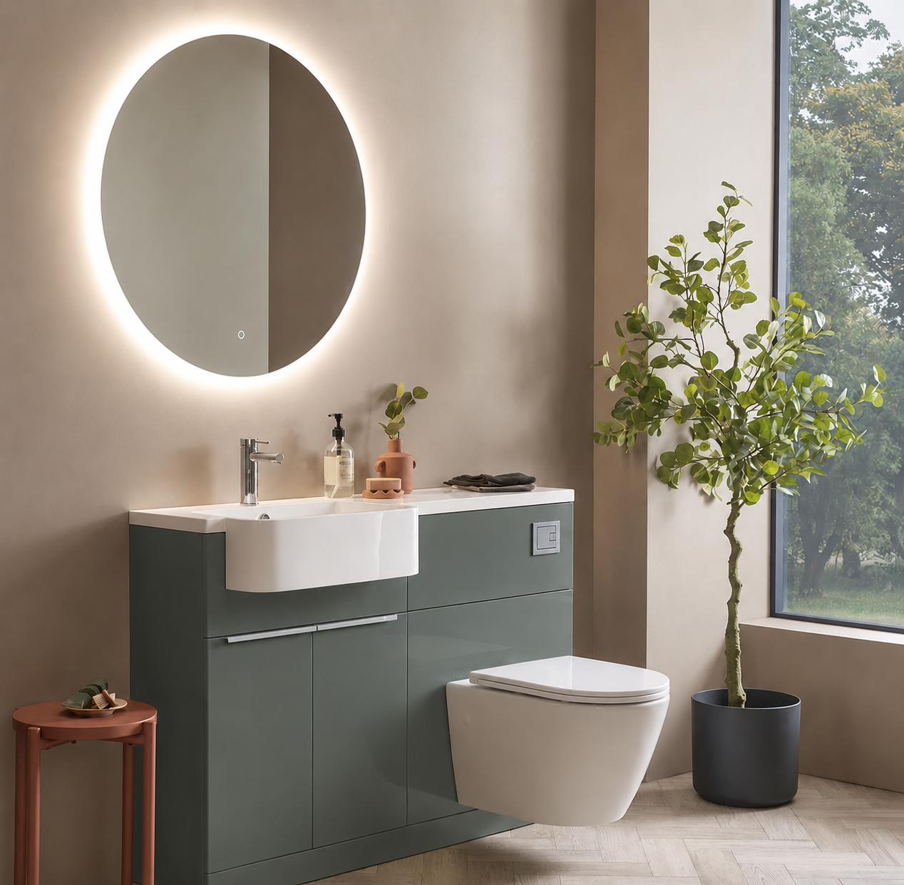 Tavistock - Match Toilet & Vanity Combined Furniture Unit - Matt Viridian Green