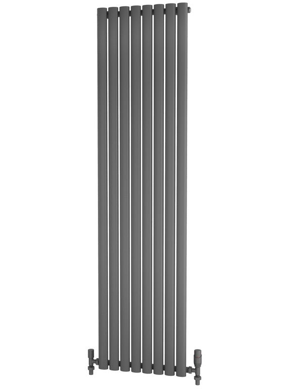 Traderad Elliptical Tube Steel Anthracite Vertical Designer Radiators - Central Heating