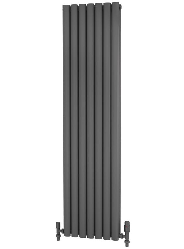 Traderad Elliptical Tube Steel Anthracite Vertical Designer Radiators - Central Heating