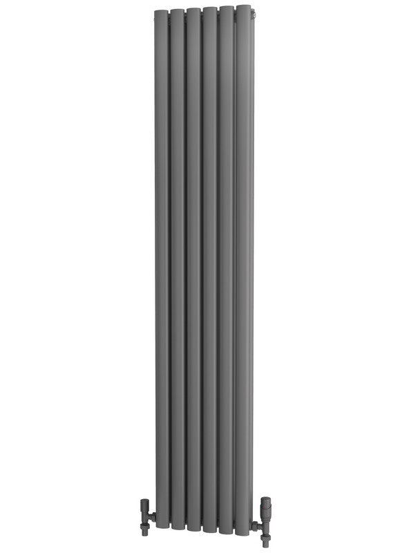 Traderad Elliptical Tube Steel Anthracite Vertical Designer Radiators - Central Heating