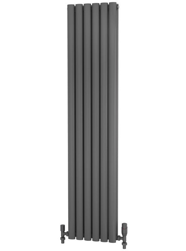 Traderad Elliptical Tube Steel Anthracite Vertical Designer Radiators - Central Heating