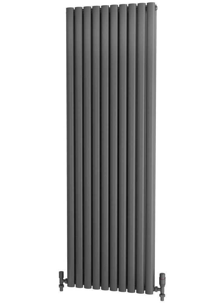 Traderad Elliptical Tube Steel Anthracite Vertical Designer Radiators - Central Heating