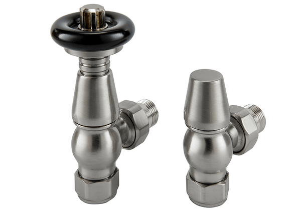 TradeRad Vintage TRV Angled Tradational Radiator Valve Nickel/Black Top