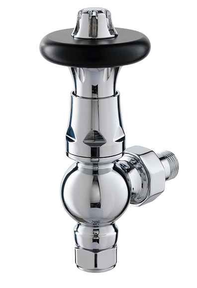 TradeRad Vintage XL TRV Angled Tradational Radiator Valve Chrome/Black Top