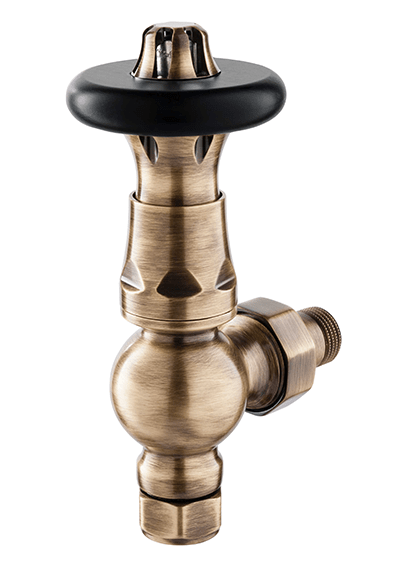 TradeRad Vintage XL TRV Angled Tradational Radiator Valve Polished Brass/Walnut Top
