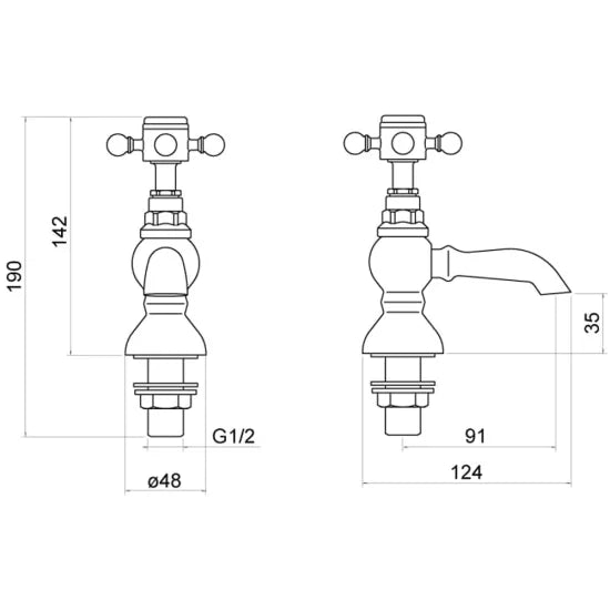 Trisen Formby Crosshead Basin Pillar Taps