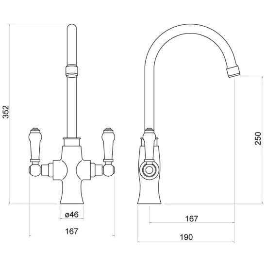 Trisen Rura Black Two Handle Kitchen Mixer