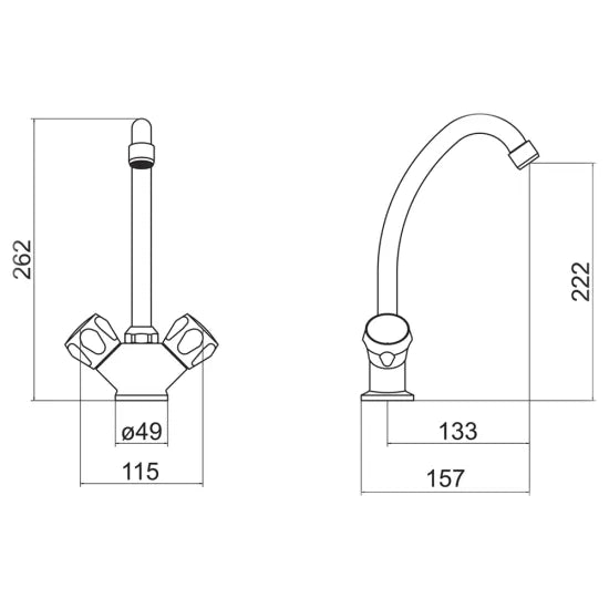 Trisen Two Handle Club Sink Mixer