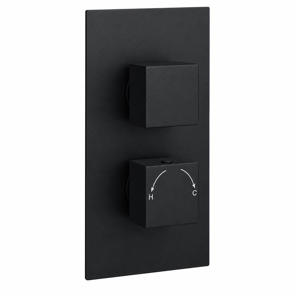 Kartell - Nero Square Thermostatic Shower Valve With Fixed Overhead Drencher, Matt Black