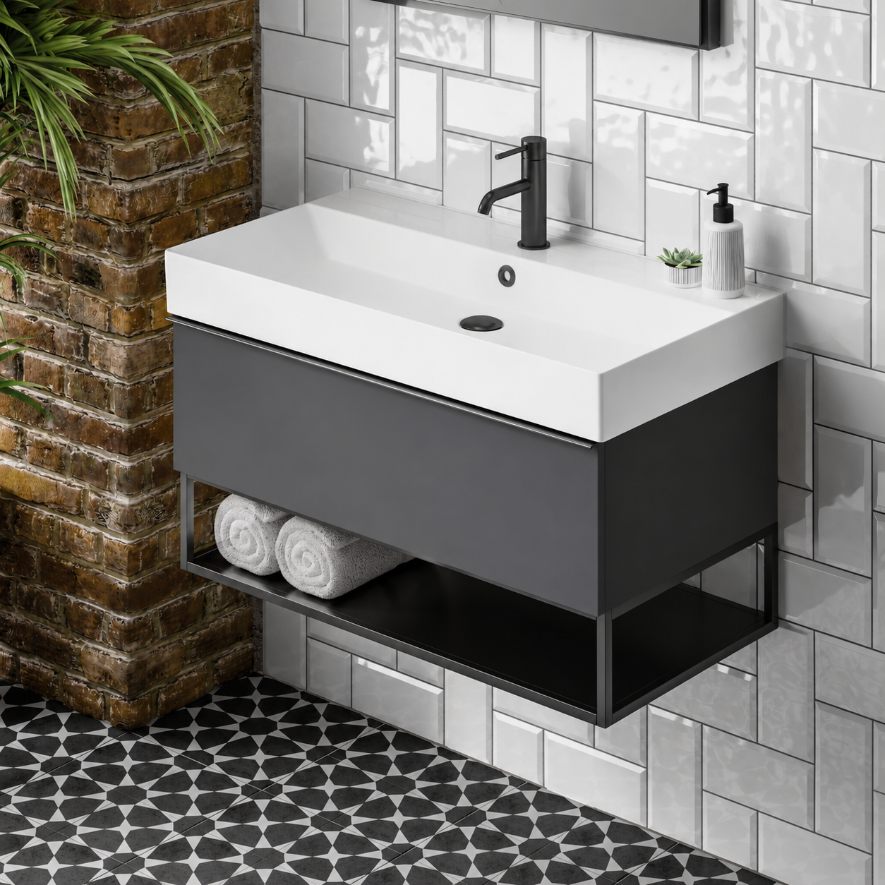 Hib - Aeon Washbasin Unit - Matt Anthracite