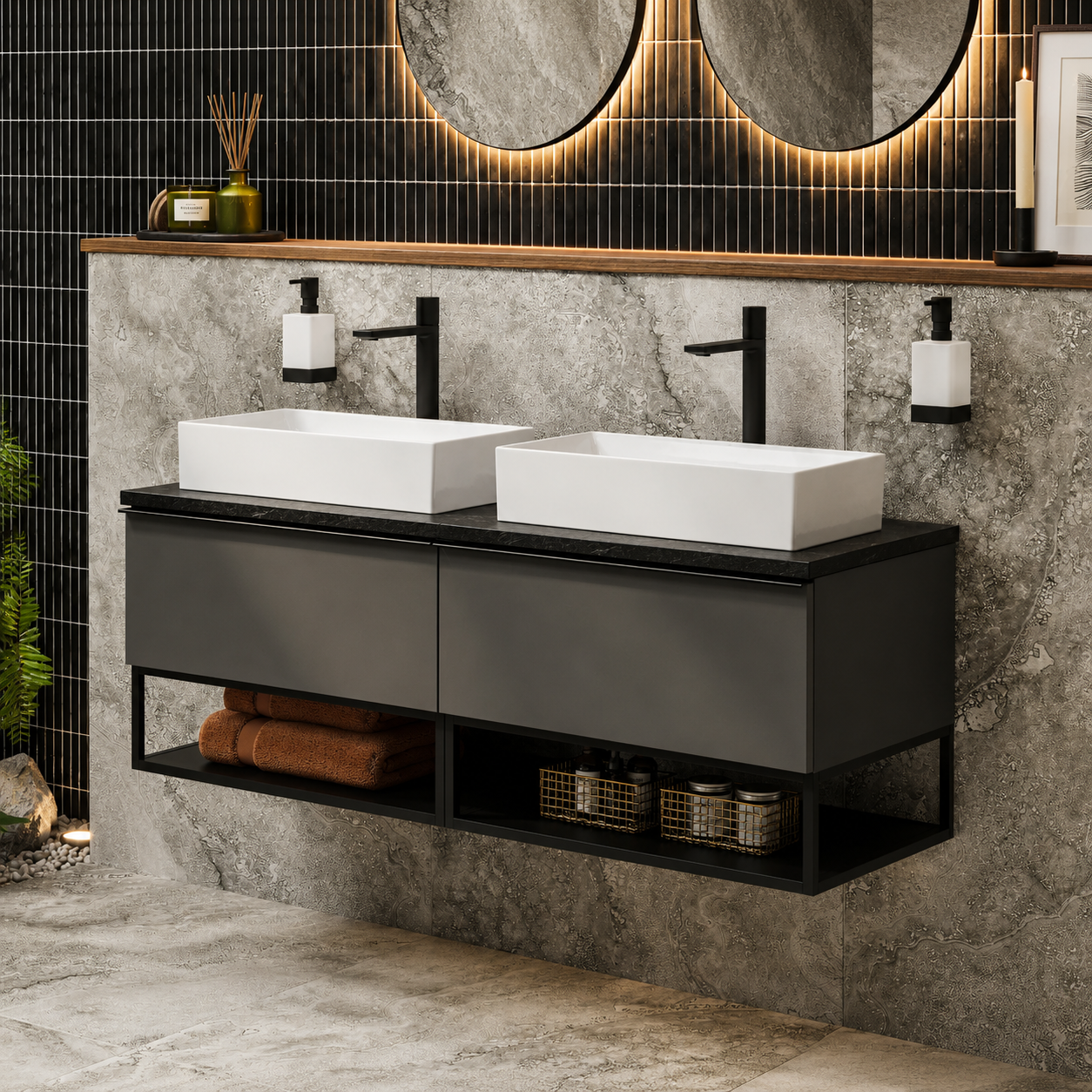 Hib - Aeon Washbasin Unit - Matt Anthracite