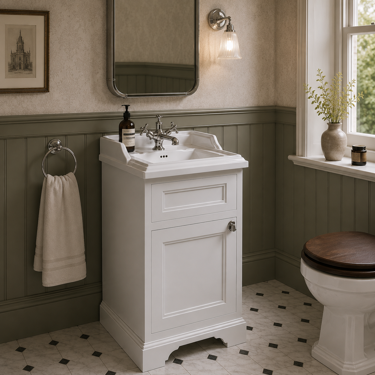 Burlington - Freestanding 50cm Basin Unit with Door - Matt White