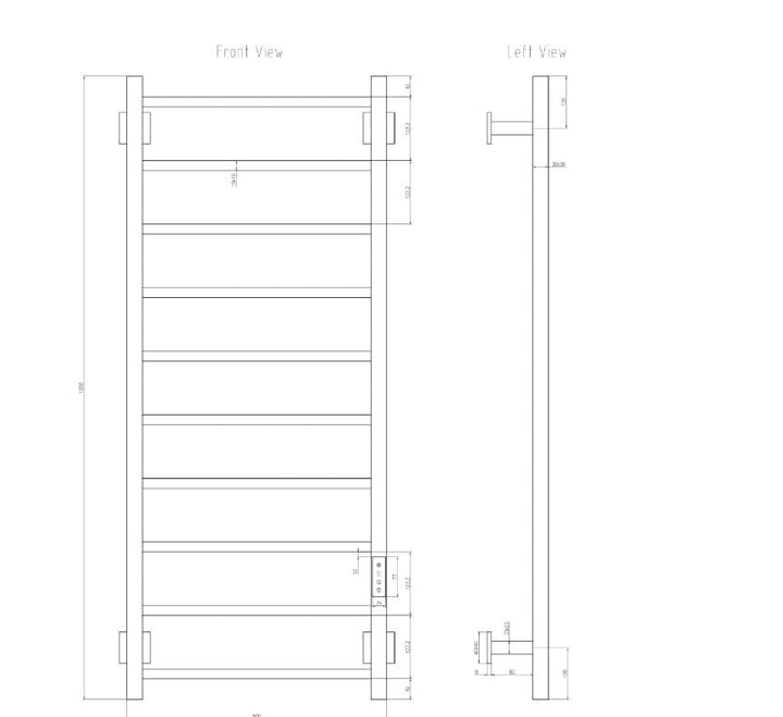 Velino Stainless Steel Towel Rail Brushed Brass Dry Electric