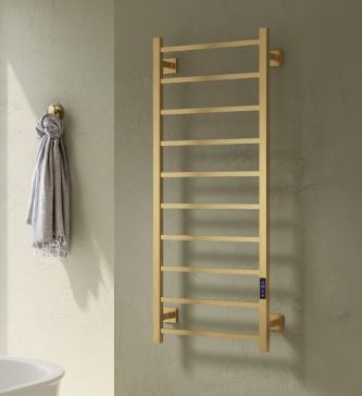 Velino Stainless Steel Towel Rail Brushed Brass Dry Electric