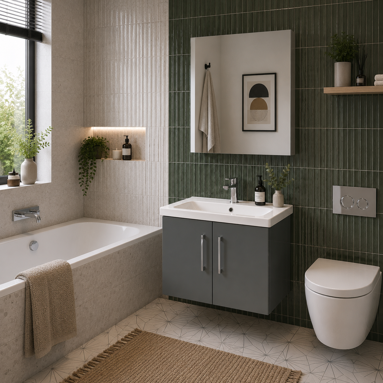 FLAIR (600mm-2 Door) Wall Hung Vanity Unit – Matt Dark Grey