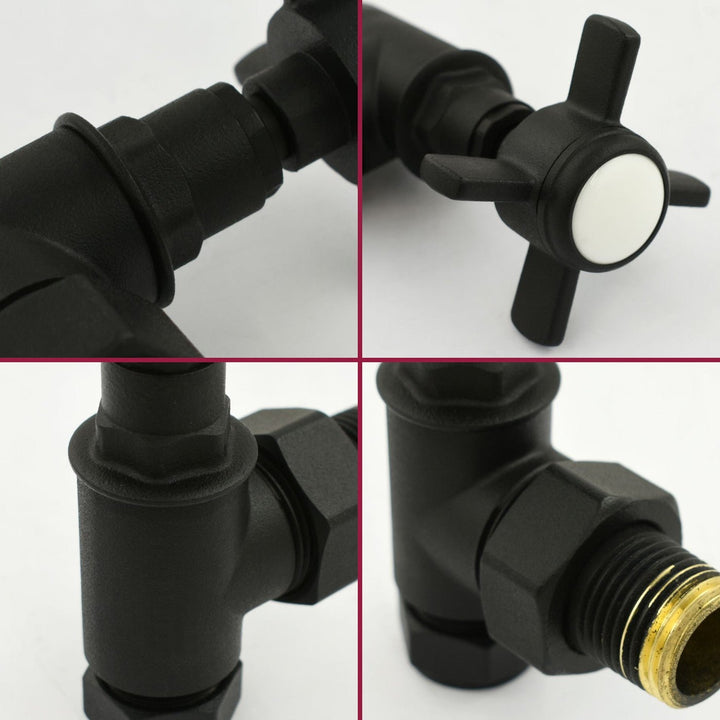 Westminster Crosshead Rad Valves Angled Textured Black (pair)