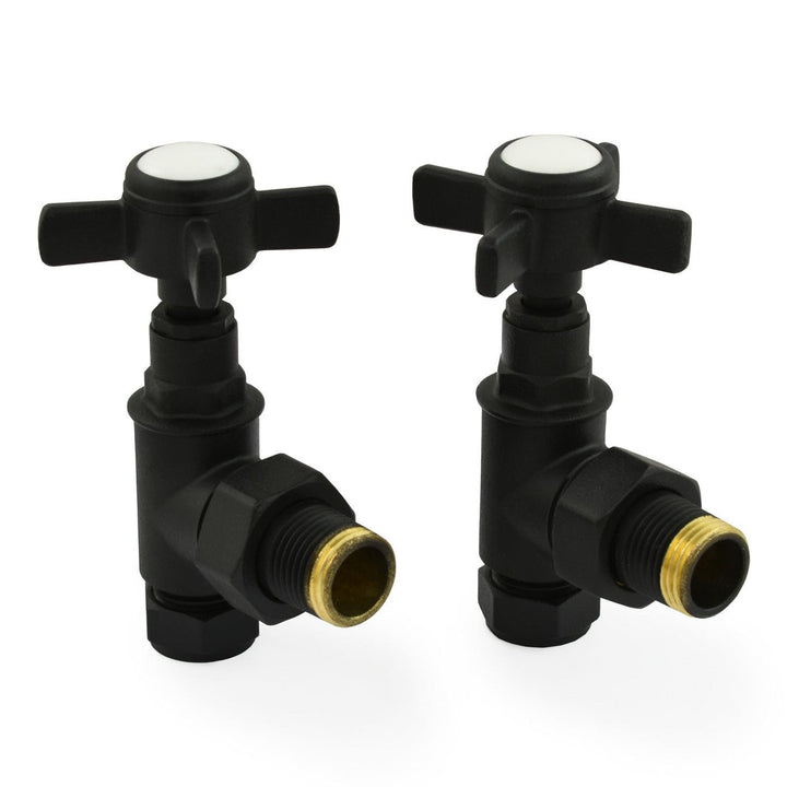 Westminster Crosshead Rad Valves Angled Textured Black (pair)