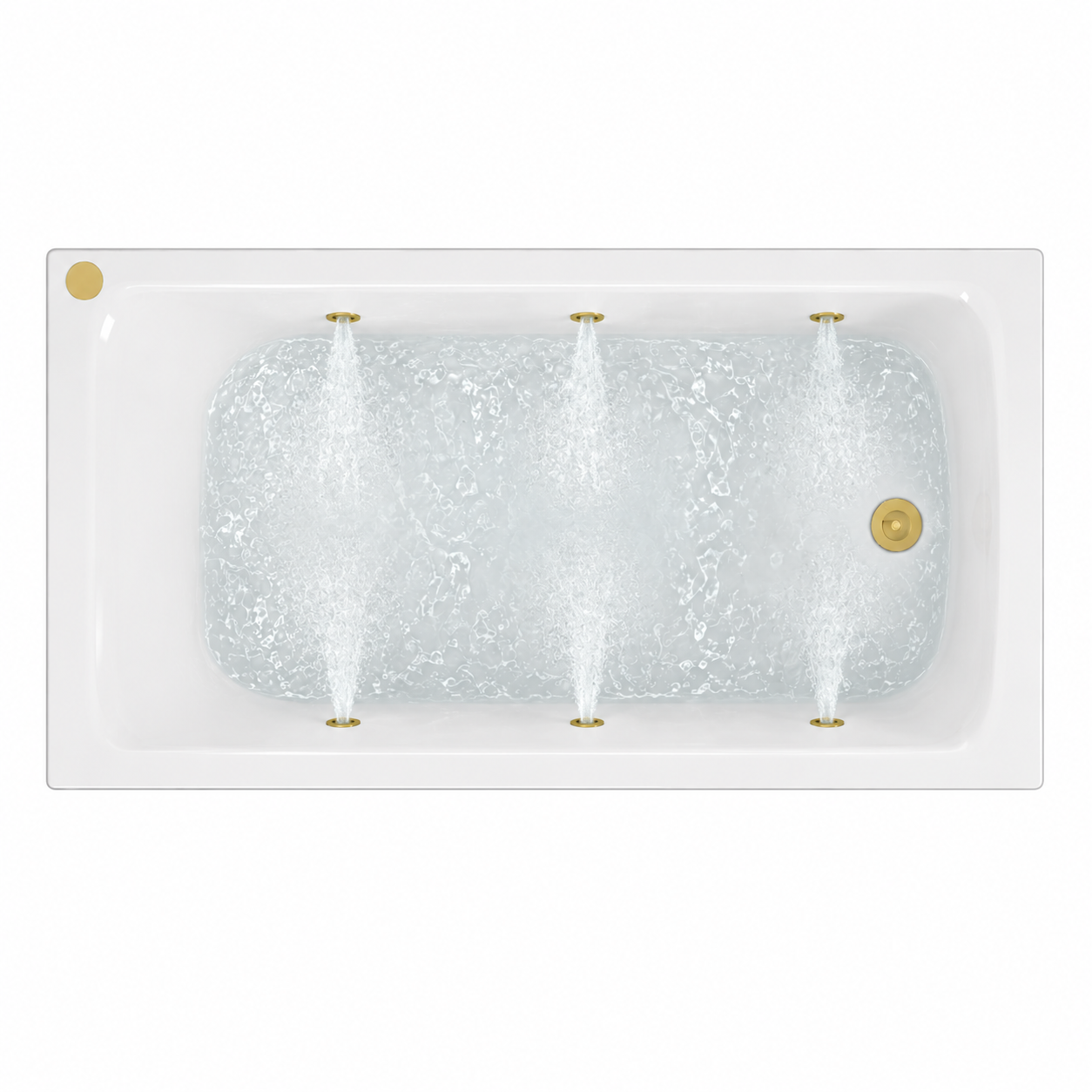 Eastbrook Portland 1700 x 700 x 440mm Single Ended 6 Jet Beauforte Whirlpool Bath - Brushed Brass